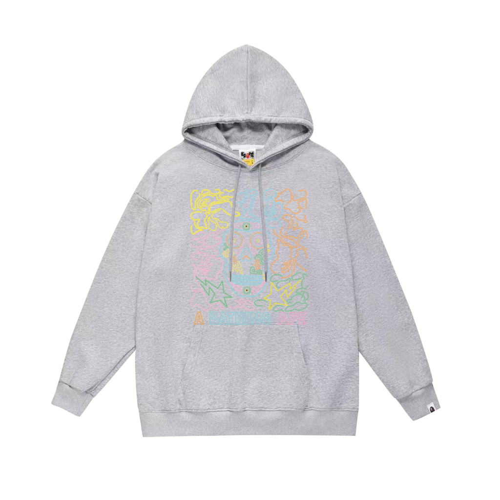Loose-Fit Printed Hoodie with Terry Loop or Fleece Lining