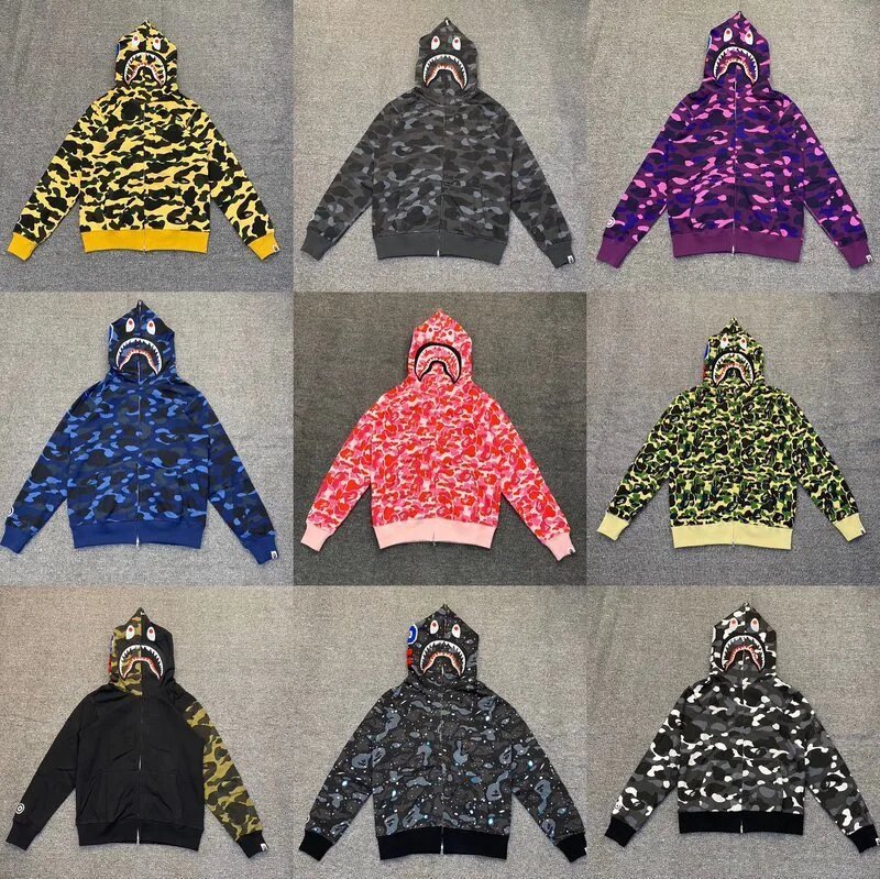 BAPE Camouflage Shark Graphic Full-Zip Hoodie