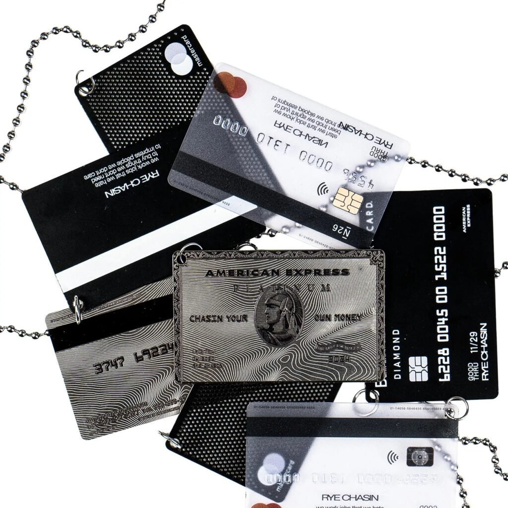 Decorative Credit Card Pendant Necklace With Ball Chain